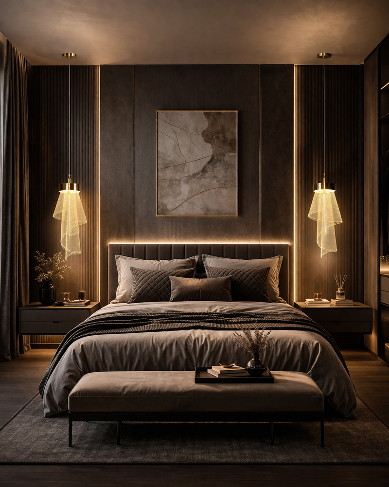 Pendente Dourado Espelhado Moderno com Lâmpada Inclusa – Luminária Minimalista de Luxo para Sala e Quarto Bivolt – Allurie Home