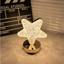 Luminária de Mesa Lua Estrela Lâmpada de Quarto de luxo Nórdico Cristal Acrílico Led de 3 Cores