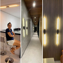 Arandela Luminária LED Linear 1m Preta 10W 3000K Bivolt Parede Moderna Não Recarregável