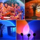 Lâmpada Pôr do Sol com Controle Remoto Luz Noturna USB 16 Cores Ajustáveis para Decoração de Quarto