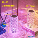 Luminária Cristal LED 16 Cores Touch com Controle Remoto Abajur Diamante Decorativo – Allurie Hom