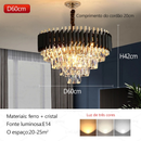 Lustre de Cristal Moderno 60cm LED para Sala de Jantar e Estar – Luminária Pendente Elegante E14 – Allurie Home