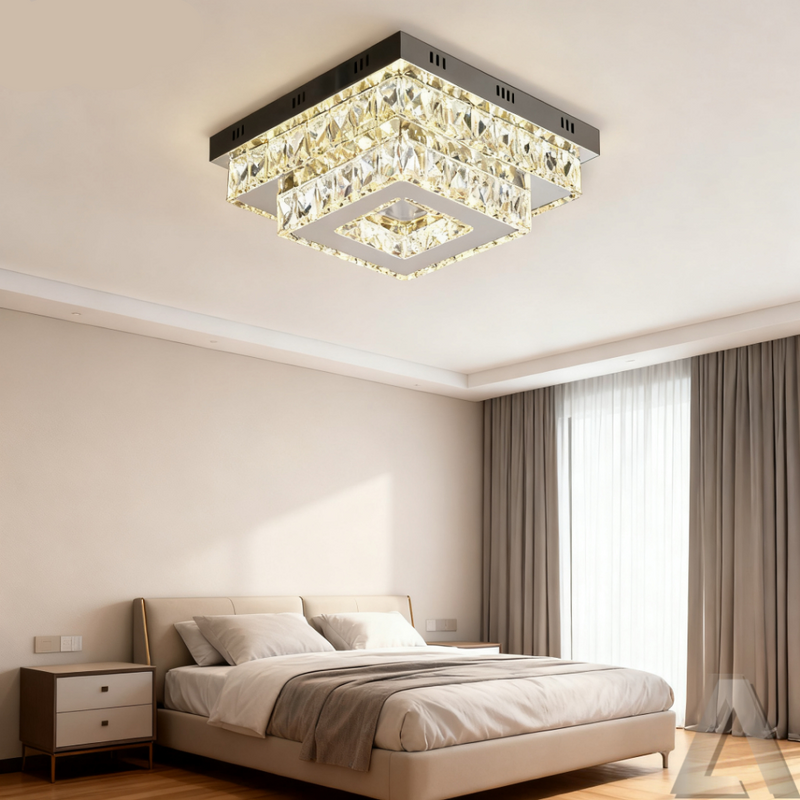 Lustre Cristal Luminária Plafon Cristal Led 3 Cores Em 1 Lustre Sala Mesa Hall Pendente Cristal LED