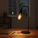 Luminária de Mesa Abajur L Redondo Retro Vintage Industrial Moderno Bivolt