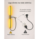 Arandela Luminária LED Linear 1m Preta 10W 3000K Bivolt Parede Moderna Não Recarregável