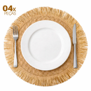 Kit 4 Jogos Americanos Redondos 38cm em Fibra Natural com Franjas Premium para Mesa Posta – Allurie Home