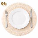 Kit 4 Jogos Americanos Redondos 38cm em Fibra Natural com Franjas Premium para Mesa Posta – Allurie Home
