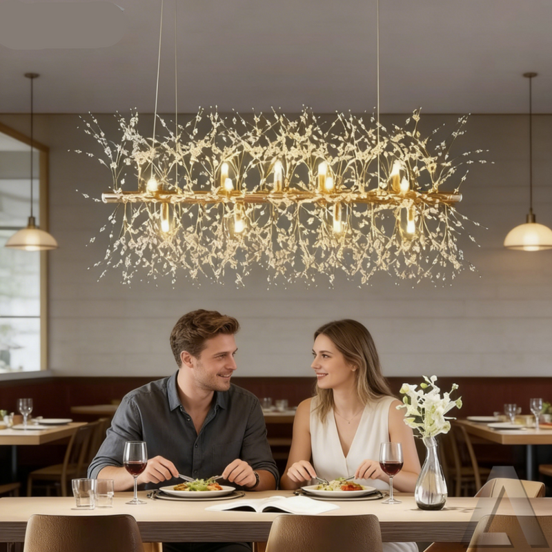 Vila Sala De Estar Dourado Lustre Pendente Cristal Dente De Leão 75CM+9 G9 lâmpada Luminária Mesa