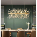 Vila Sala De Estar Dourado Lustre Pendente Cristal Dente De Leão 75CM+9 G9 lâmpada Luminária Mesa
