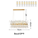 Vila Sala De Estar Dourado Lustre Pendente Cristal Dente De Leão 75CM+9 G9 lâmpada Luminária Mesa