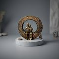 Escultura Decorativa Casal no Arco 16cm Enfeite para Sala, Rack e Mesa