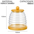 Meleira de Vidro com Tampa, Base e Colher de Bambu 480ml | Porta Mel para Mesa Posta – Allurie Home