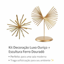 Kit Decoração Luxo Ouriço + Escultura Ferro Dourado – Sala Moderna Elegante