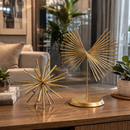 Kit Decoração Luxo Ouriço + Escultura Ferro Dourado – Sala Moderna Elegante
