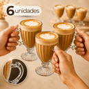 Jogo Com 6 Peças Canecas Xícara 190ml Capuccino Nespresso Café Em Vidro Elegante