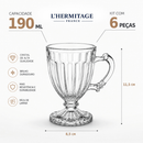 Jogo Com 6 Peças Canecas Xícara 190ml Capuccino Nespresso Café Em Vidro Elegante