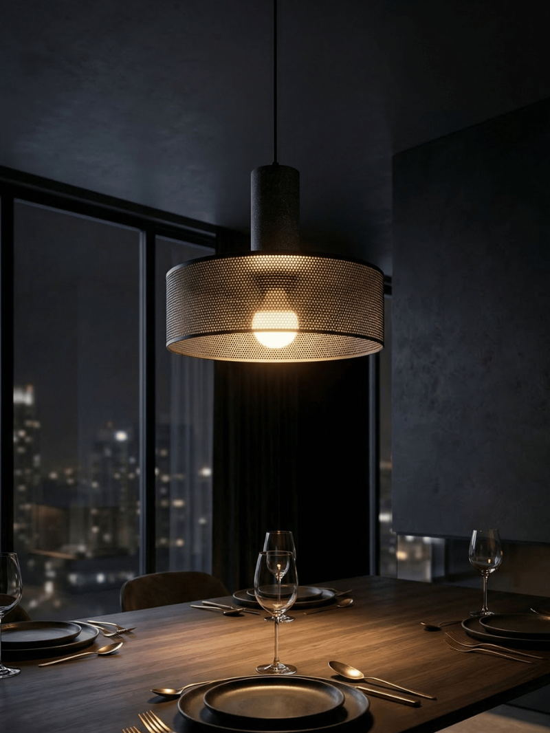 Pendente Moderno minimalista Preto Luz Quente Para Mesa Jantar Cozinha Bivolt