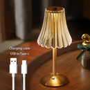 Abajur Recarregável de Mesa dourado Aço inoxidável Luz Touch sem fio LED Luminária de mesa P/quarto