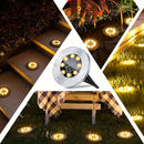 Luminária Balizador Espeto Jardim Energia Solar LED Chão Redondo Branco Quente