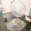 Bandeja Organizadora Decorativa Multiuso Para Servir Nórdica Com Alça e Detalhe em Dourado Decoração de Mesa