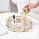 Bandeja Organizadora Decorativa Multiuso Para Servir Nórdica Com Alça e Detalhe em Dourado Decoração de Mesa