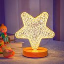 Luminária de Mesa Estrela LED 3 Cores Luxo Nórdico – Abajur Decorativo Cristal Acrílico para Quarto e Sala – Allurie Home