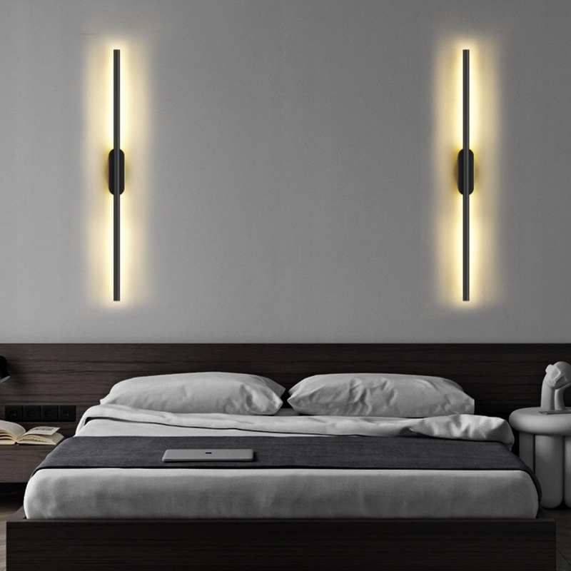 Arandela Luminária LED Linear 1m Preta 10W 3000K Bivolt Parede Moderna Não Recarregável