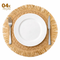 Kit 4 Jogos Americanos Redondos 38cm em Fibra Natural com Franjas Premium para Mesa Posta – Allurie Home