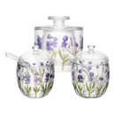 Kit Lavanda | Trio de Cristal para Mesa Posta Premium com Açucareiro, Meleira e Manteigueira – Allurie Home
