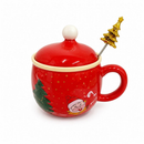 Caneca Natalina Cerâmica C/ Tampa e Colher 300ml 26891 - Vencedor