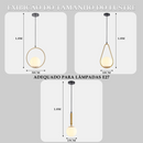 Luminária Pendente Nórdica em Vidro com Anel Dourado e Estrutura Preta Luz Quente para Sala/Jantar
