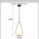 Trio Luminária Pendente Nórdica Vidro com Anel Dourado e Preto E27 – Luz Quente Moderna para Sala e Jantar – Allurie Home (Cópia)