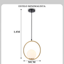 Trio Luminária Pendente Nórdica Vidro com Anel Dourado e Preto E27 – Luz Quente Moderna para Sala e Jantar – Allurie Home (Cópia)