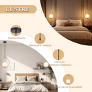 Luminária Pendente Nórdica em Vidro com Anel Dourado e Estrutura Preta Luz Quente para Sala/Jantar